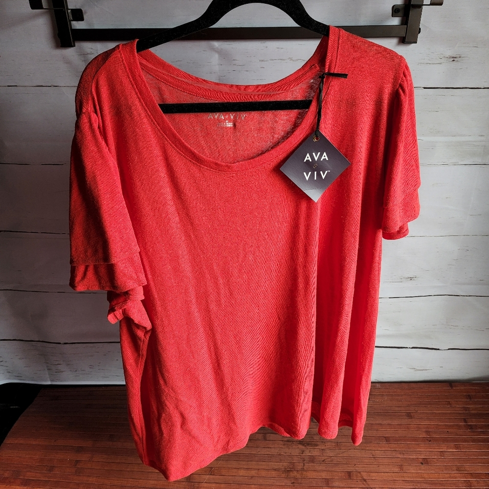 Red AvaViv Tshirt plus size 3x Nwt